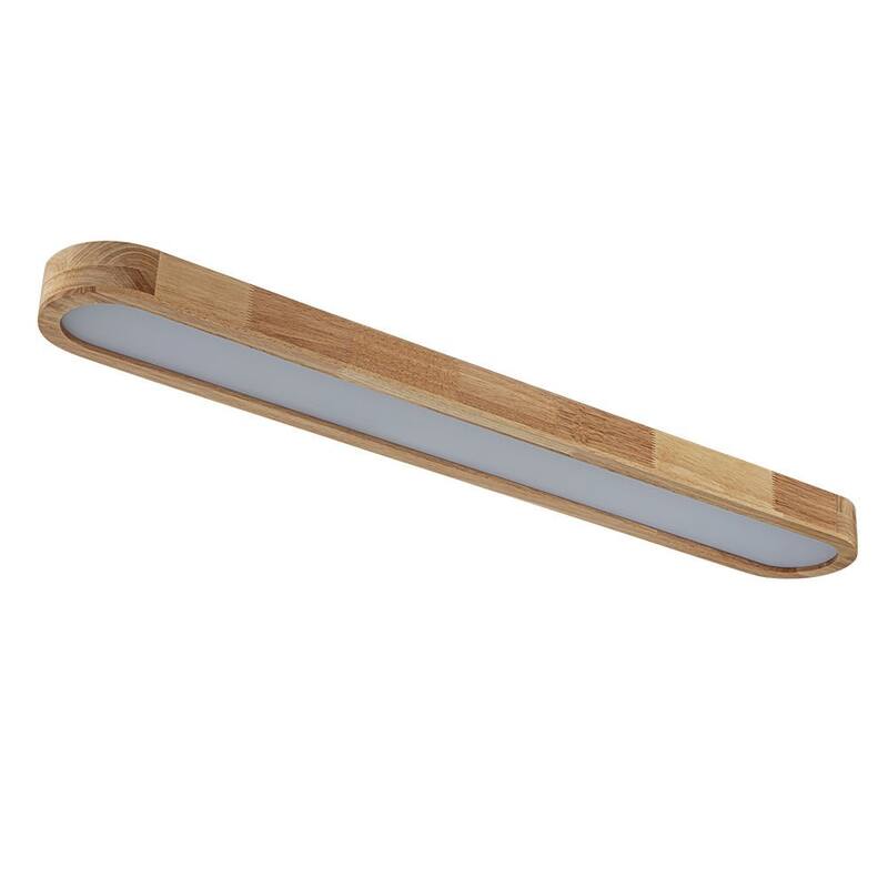 Rustic Wooden Oval Dimmable LED Flush Mount Ceiling Light - 37"