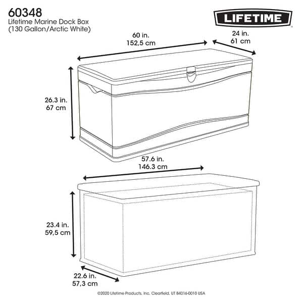 dimension image slide 1 of 2, Lifetime Heavy-Duty Outdoor Storage Deck Box (130 Gallon)
