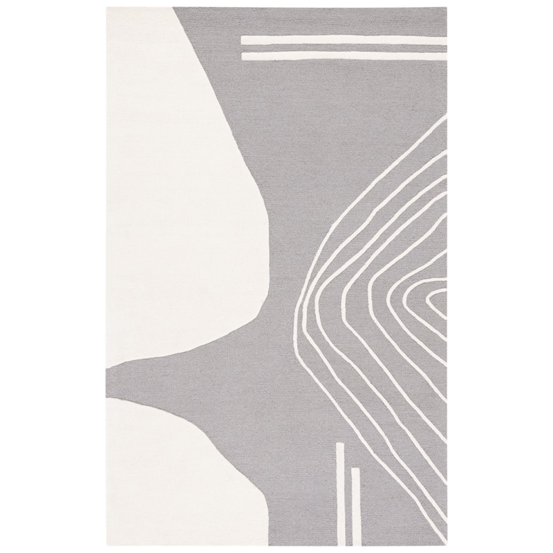 SAFAVIEH Handmade Rodeo Drive Vutka Mid-Century Modern Wool Rug - 6' Square - Grey/Ivory - Square