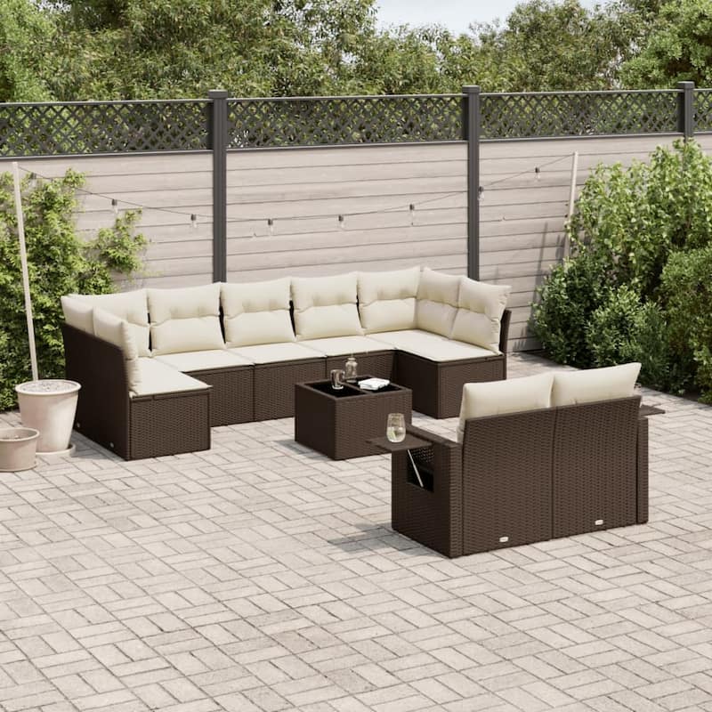 vidaXL Garden Sofa Set - Brown and cream Without table