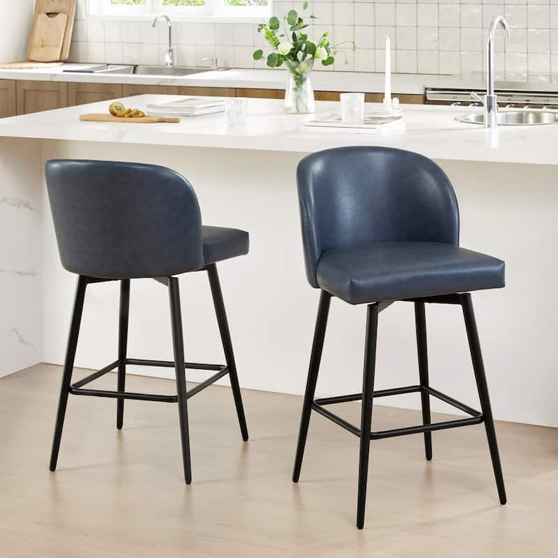 Charlotte Counter Height Swivel Barstool with Metal Legs Set