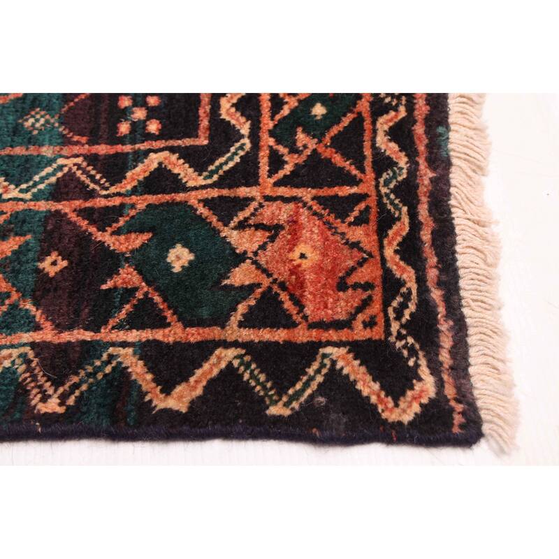 ECARPETGALLERY Hand-knotted Baluch Dark Navy Wool Rug - 4'3 x 8'10