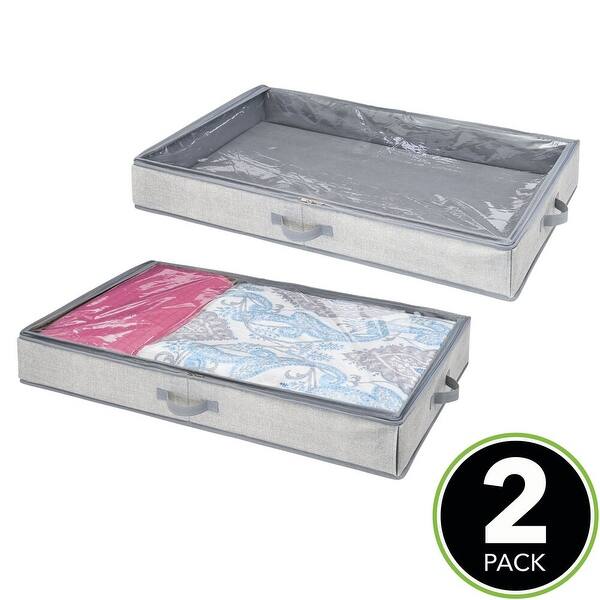 mDesign Fabric Under Bed Storage Organizer, Zippered Lid 36 X 21