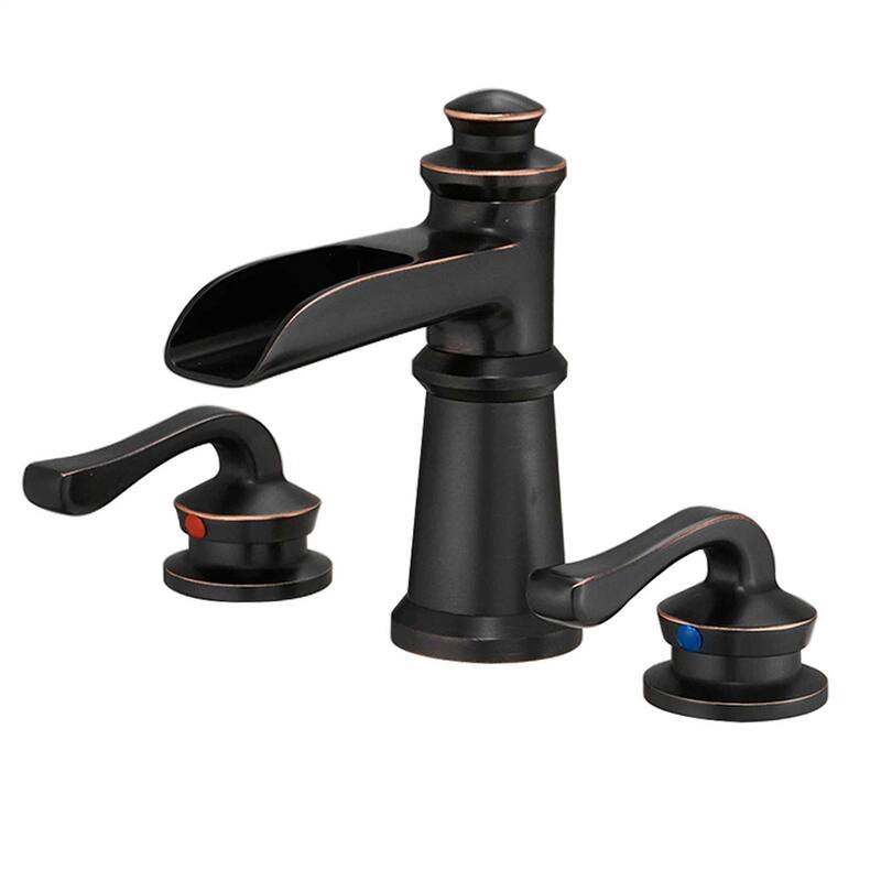 8 Inch Widespread Waterfall Bathroom Faucet 3 Hole Oil Rubbed Bronze Bathroom Sink Faucets Double Handle Modern Basin Vanity Tap