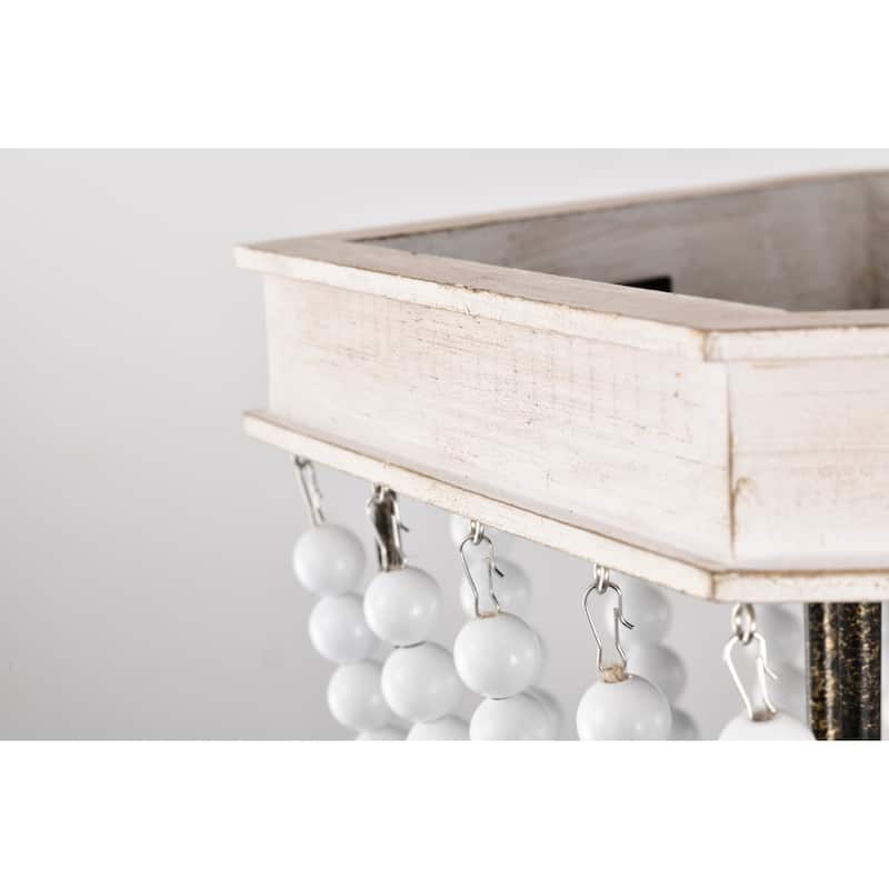 Pryne 18 Inch Off White Bead Detail Flush Mount 3-Light