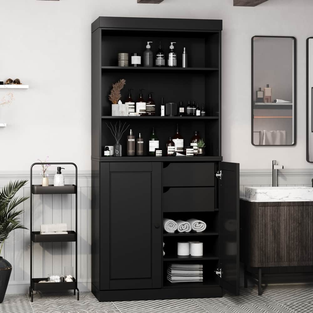 100% Solid Wood 32" Bathroom Cabinet with Optional Doors, 2-Drawers by Palace Imports