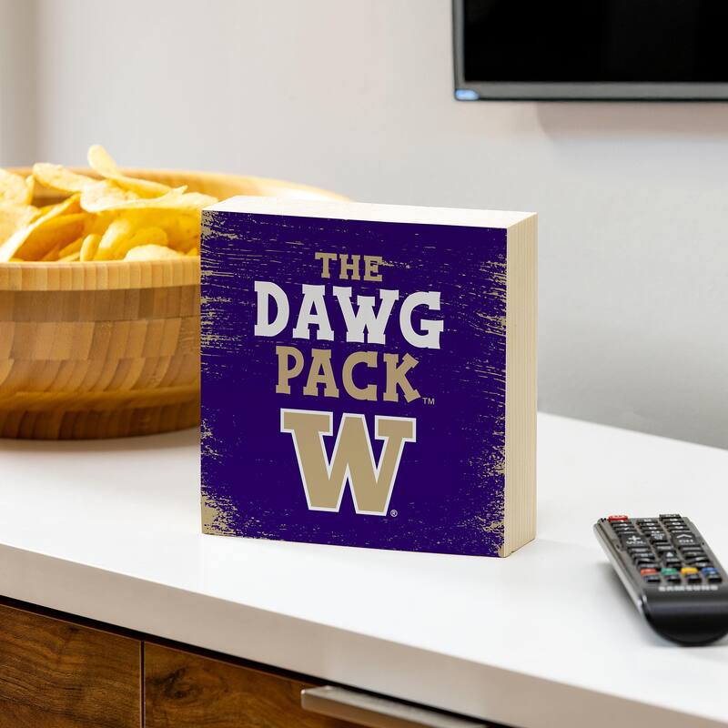 University of Washington Wooden Tabletop Mantel Shelf Sign - 6" x 6"