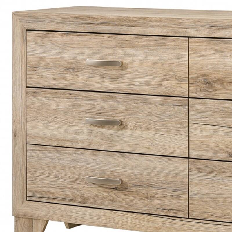 HomeRoots 59" Natural Brown Manufactured Wood Six Drawer Double Dresser