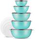 Heavy Duty Meal Prep Stainless Steel Mixing Bowls Set with Lids - Blue