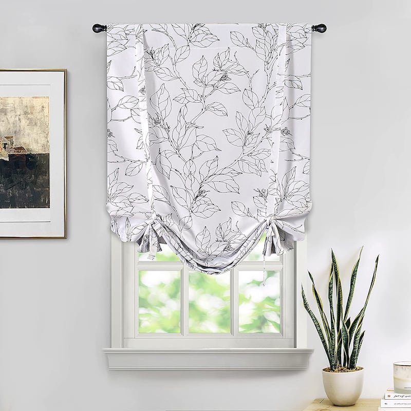 Carson Carrington Tappet Sketch Tie Up Blackout Window Curtain - 25" width x 47" length - Black
