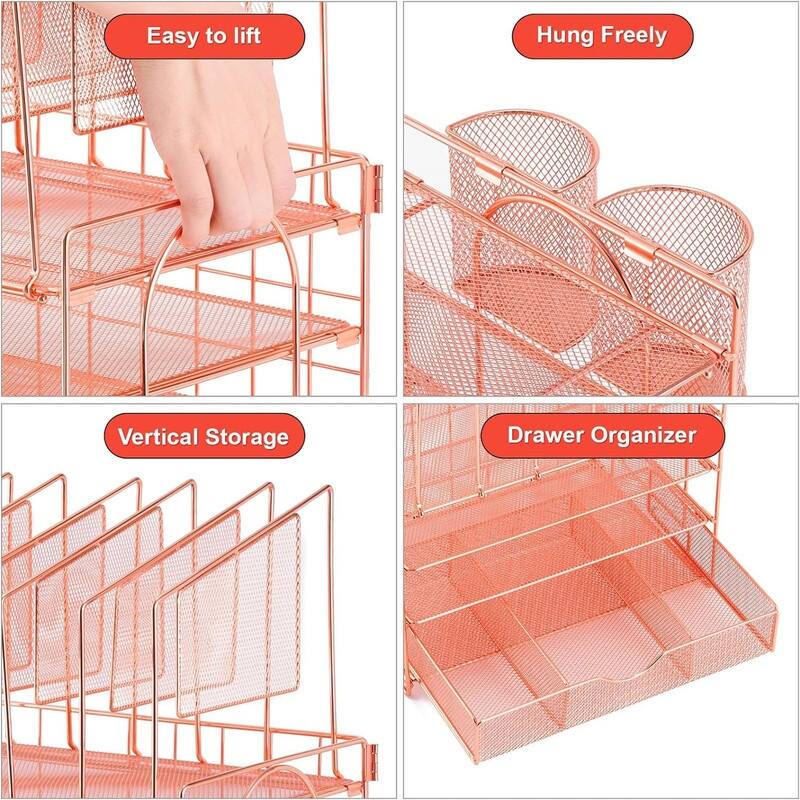 4-Tier Mesh Desk File Organizer - 9.64"L x 13.58"W x 5.3"H
