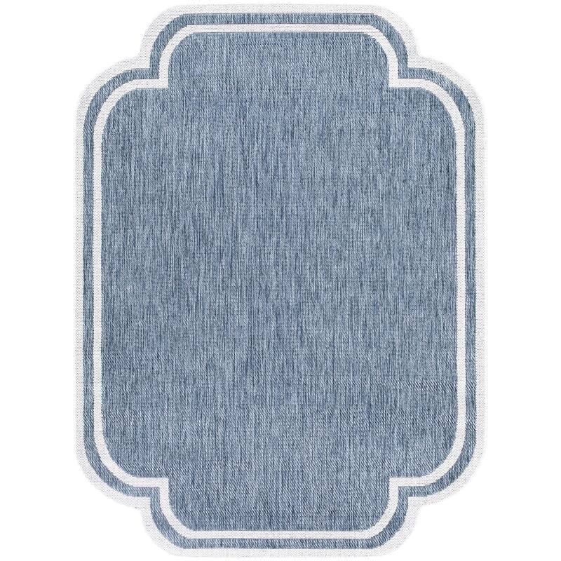 Livabliss Miami Beach Traditional Indoor/Outdoor Area Rug - 5'3" x 7' - Blue/Cream - Rectangle