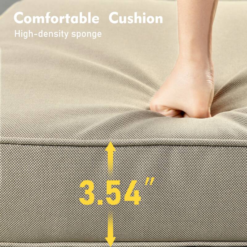 XIZZI Patio Wicker Ottoman with Cushion Outdoor Footrest