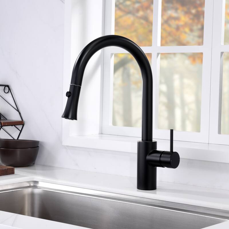 Luxier KTS11 Single Handle Pull Down Sprayer Kitchen Faucet