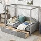 preview thumbnail 5 of 16, Grey Wooden Canopy Daybed with 3 in 1 Storage Drawers,Twin