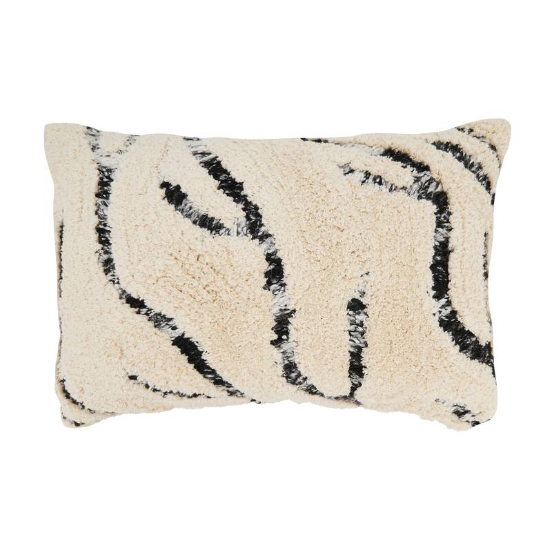 Tufted Symmetry Embroidered Throw Pillow - 16"x24" - Cover Only - Black