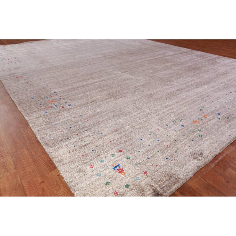 Hand Knotted Oriental 100% Wool Carpet Tribal Animal Pictorial Brown Gabbeh Area Rug - 11' 9'' X 8' 10''