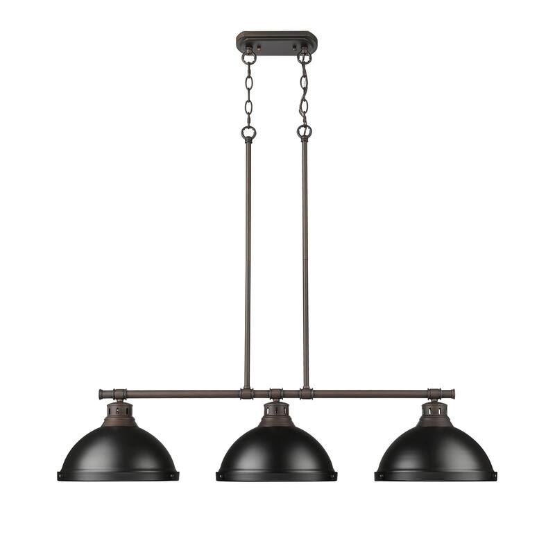 Yep by Golden Lighting Duncan 3-light Island Light in Rubbed Bronze and Matte Black shade