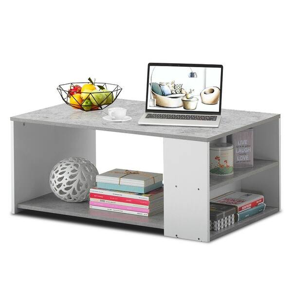 Shop Gymax 2 Tier Coffee Table Sofa Side Table W 2 Storage Shelves Living On Sale Overstock 29056922