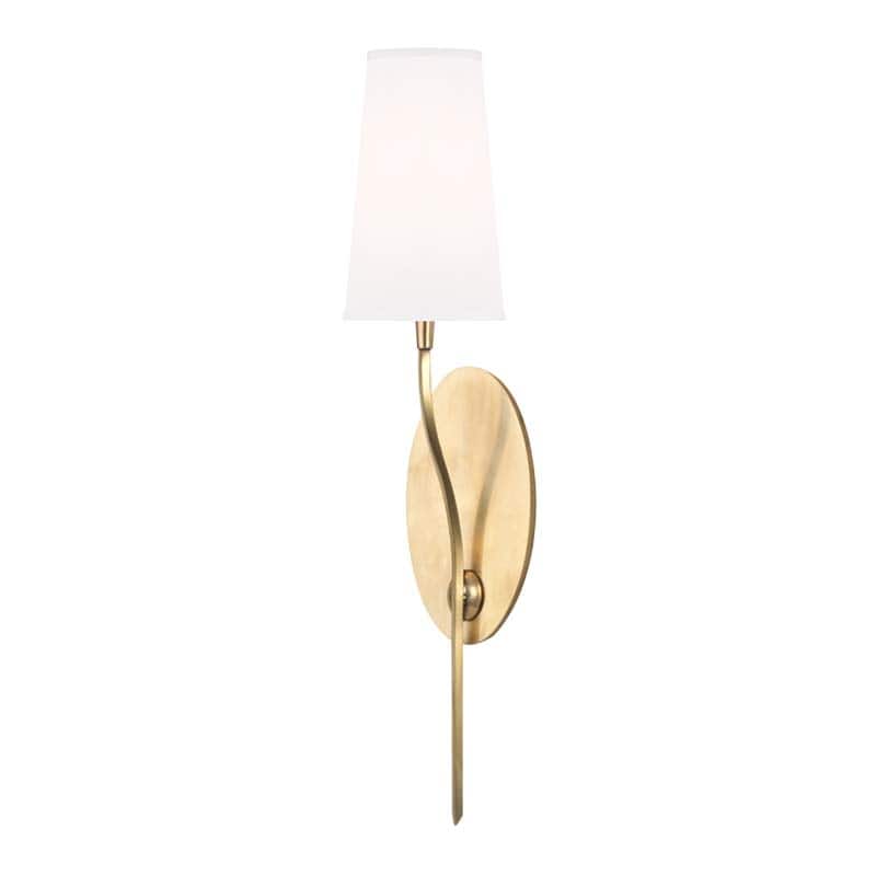 Hudson Valley Lighting Rutland Single Light 26" Tall Wall Sconce - Aged Brass / White Silk Shades