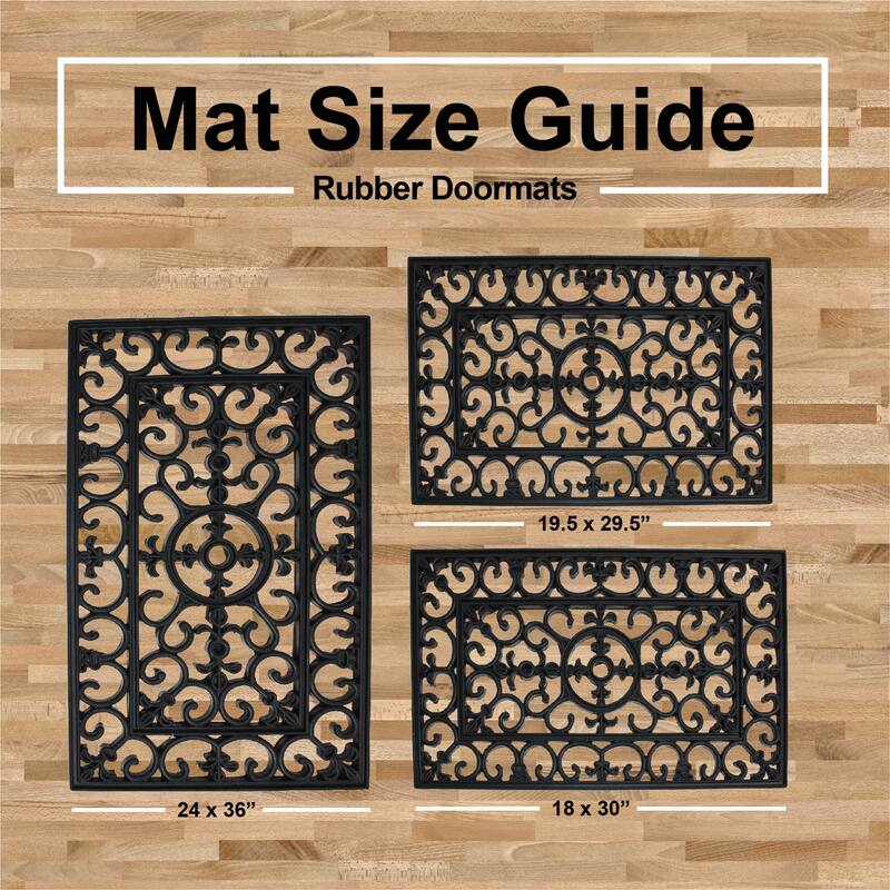 J & M Home Fashions 18" X 30" Natural Rubber Wrought Iron Floor Mat