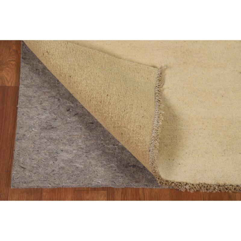 Muted Gold Gabbeh Modern Foyer Rug Hand-Knotted Wool Carpet - 3'0"x 4'0"
