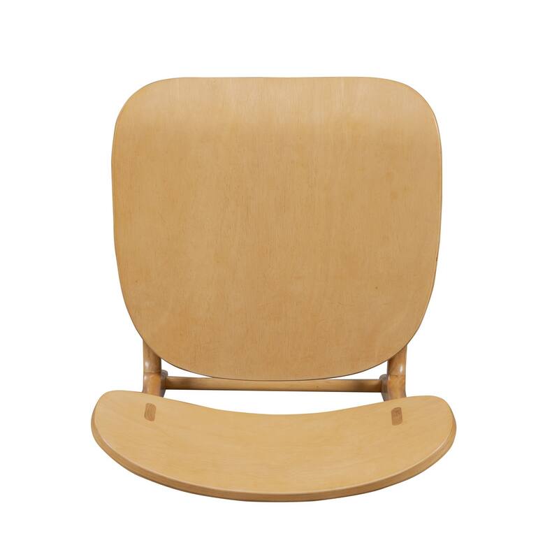 Seln 24 Inch Counter Stool Chair, Curved Seat, Open Back, Light Brown Wood