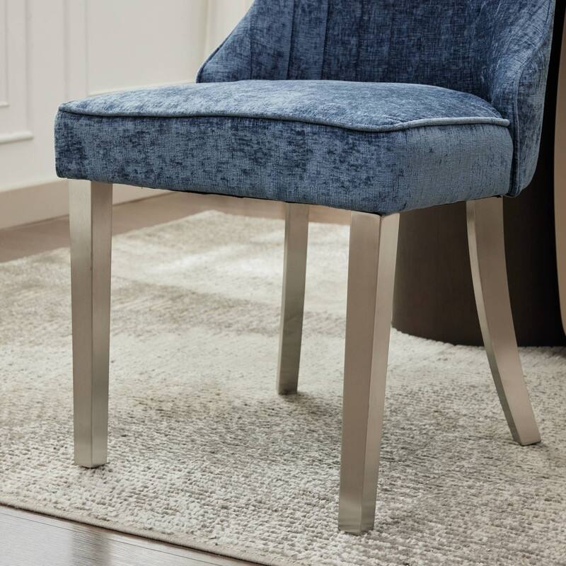 Rayon Cloth Flocking Chenille Dining Chairs Channel Kitchen Dinner Chair Comfy Fabric Upholstered Accent Chair