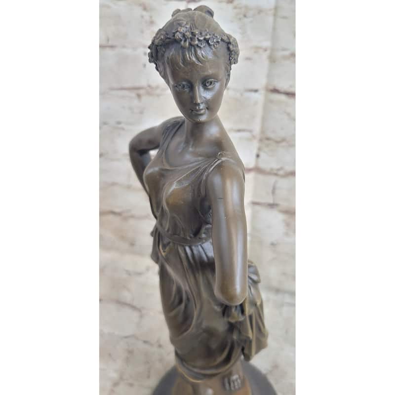 Bronze Sculpture Figure Of Woman With Hands On Her Hips 14.5 Inches X 6 Inches