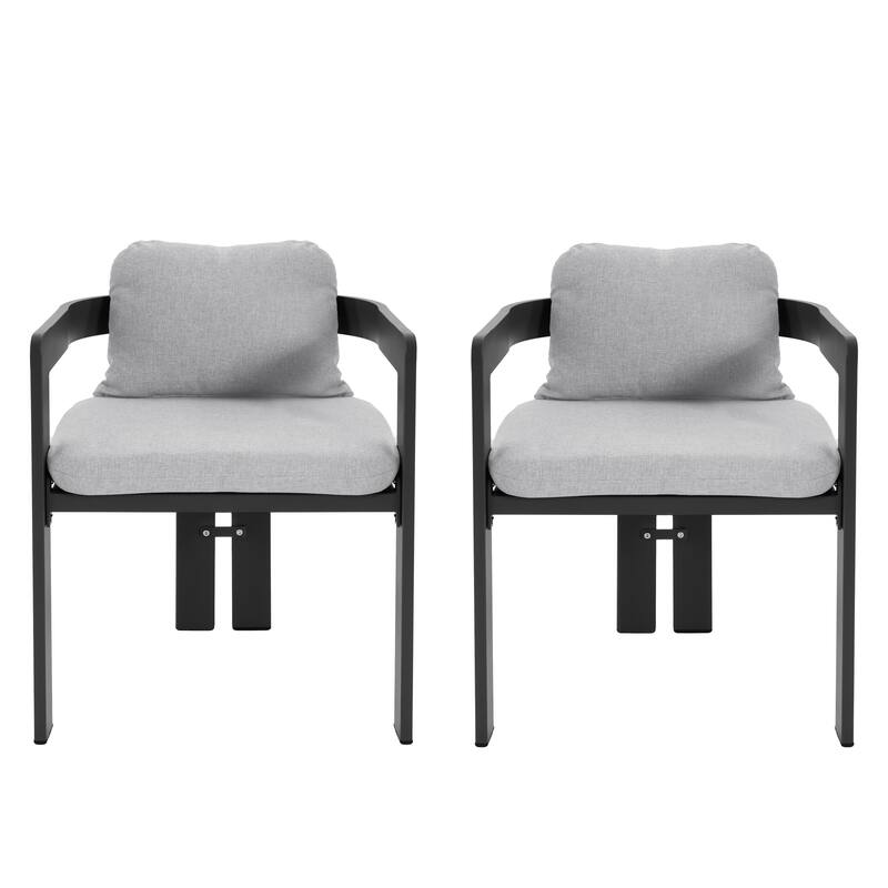 Roomfitters Pula Outdoor Aluminum Dining Chairs with Removable Cushions, Rust Proof, Set of 2