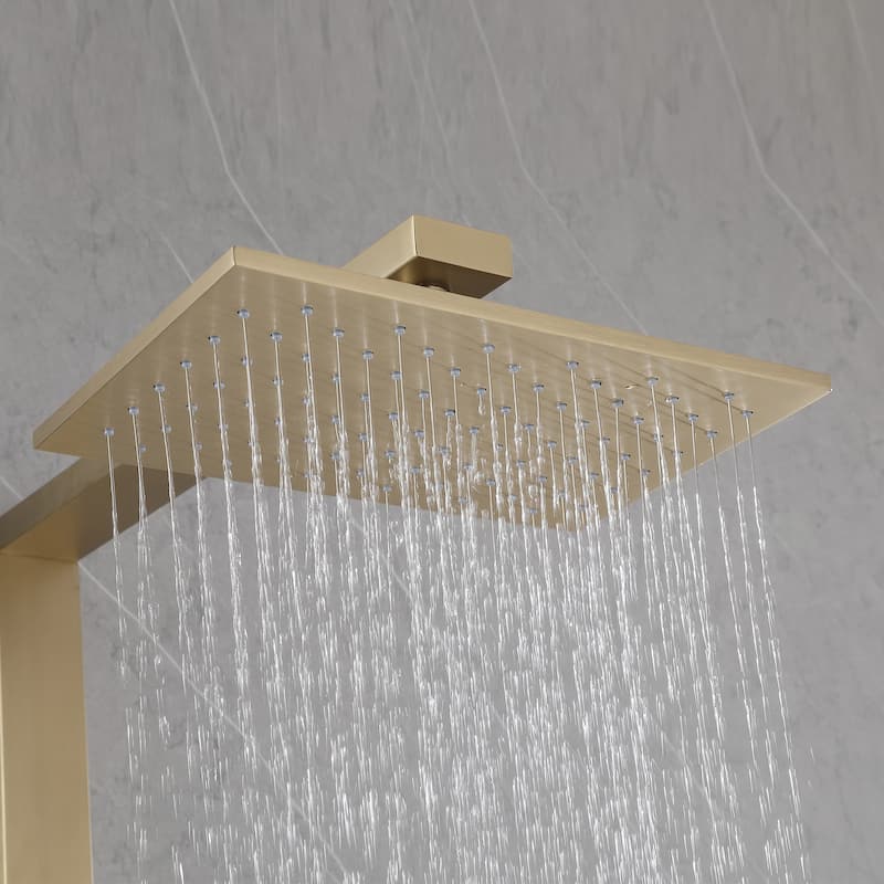 36"H Stainless Steel Exposed Rain Shower System With Handheld Shower (Valve Not Included)