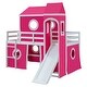 preview thumbnail 39 of 57, House Low Loft Bed with Slide & Tent Solid Wood Kids Loft Bed Frame with Tower and Ladders for Kids Teens Boys & Girls