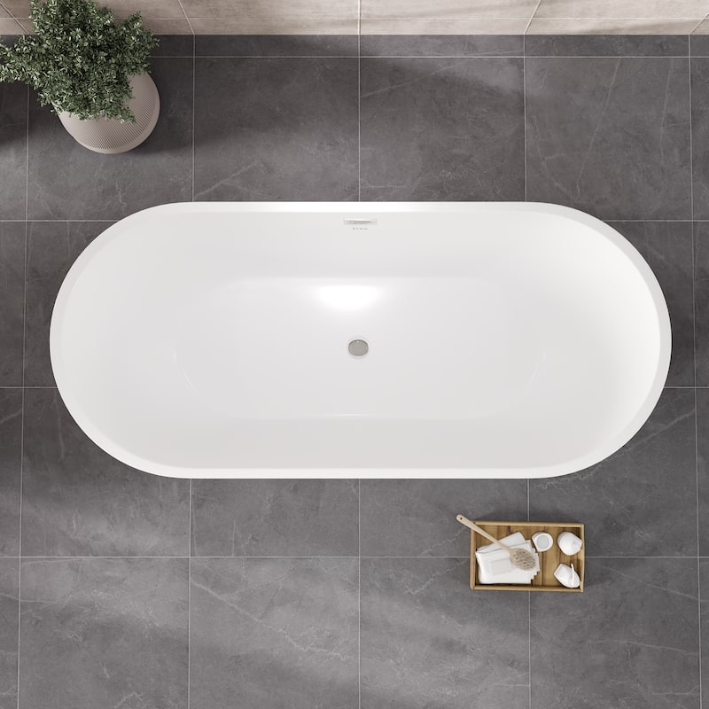 Eviva Aura White Acrylic Oval Freestanding Bathtub