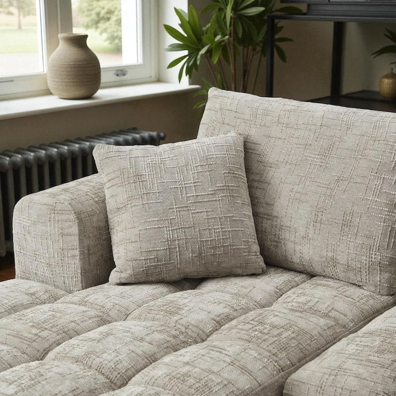 108" Oversized Chenille L-Shape Sectional Sofa Minimalist Tufted Comfy Sleeper Couch No Assembly Required for Home