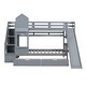 preview thumbnail 5 of 55, Twin over Twin Castle Bunk Bed with Drawers, Shelves and Slide, Gray