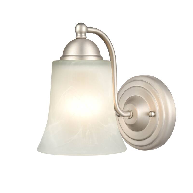 Millennium Lighting 1 Light Metal Wall Sconce with Faux Alabaster Glass Shades - N/A - Satin Nickel