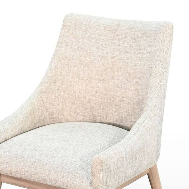 Livvy Low Back Dining Chair Set of 2, Light Gray Fabric, Wheat Brown Wood