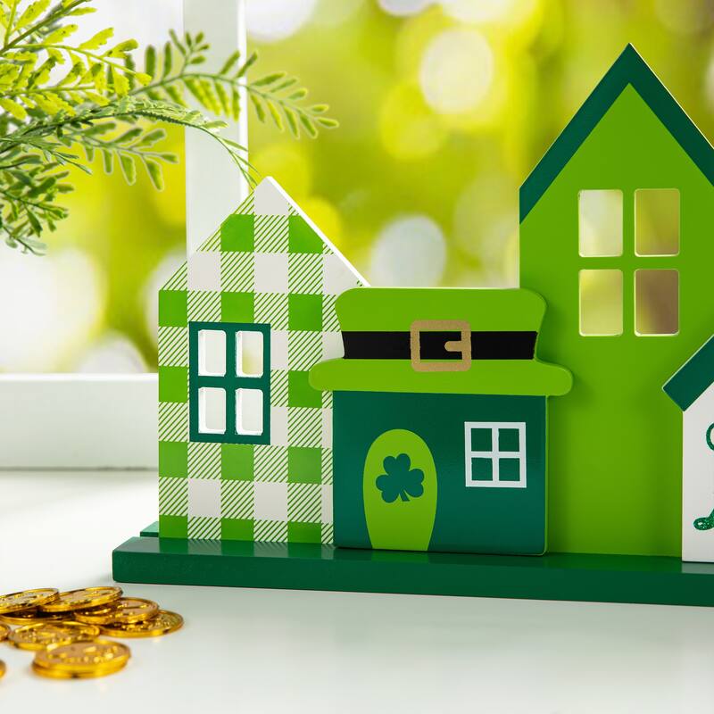 Glitzhome 16"L St. Patrick's Wooden Shamrocks Table decor