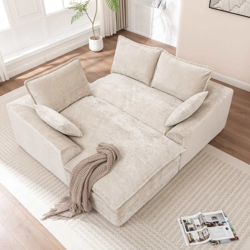 103.15" Modern Chenille Boneless Sectional Sofa with Chaise