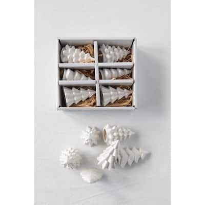 Stoneware Trees, Set of 6 - White