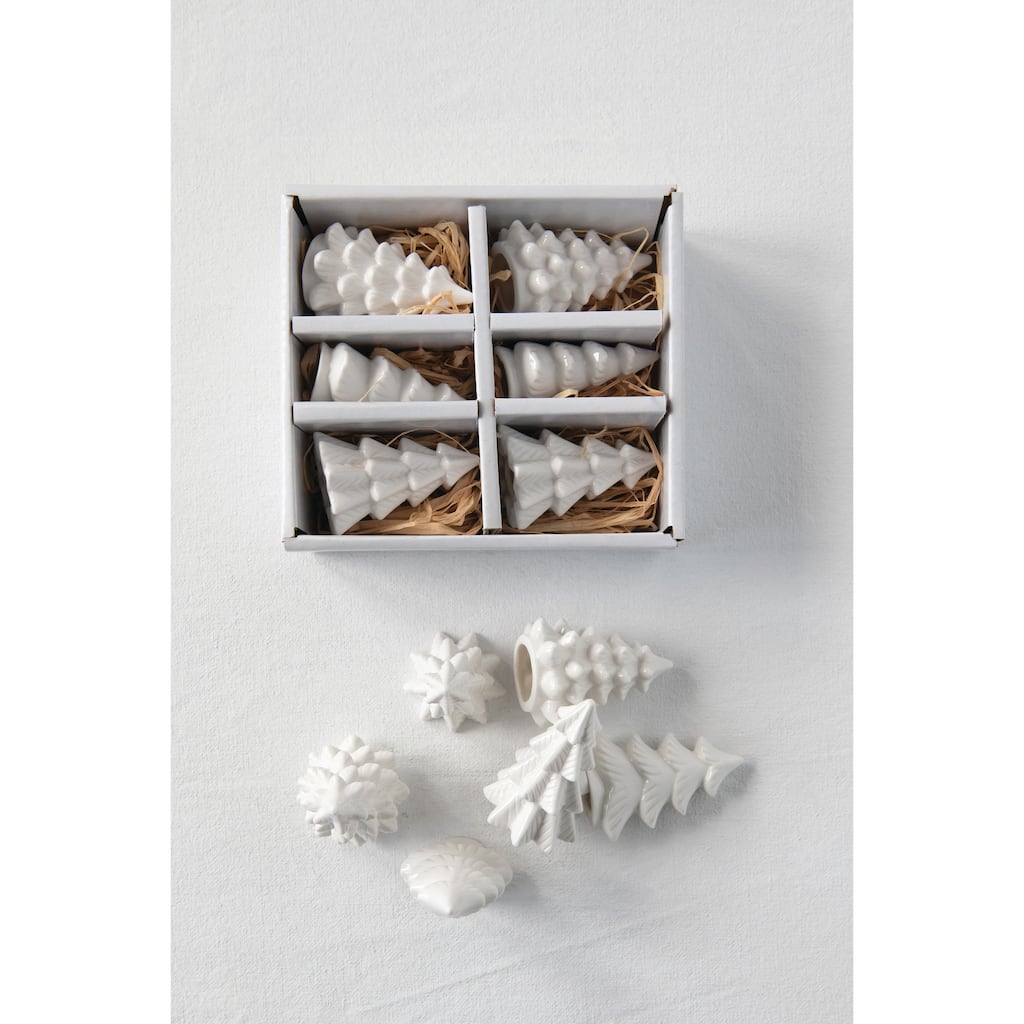 Stoneware Trees, Set of 6 - White