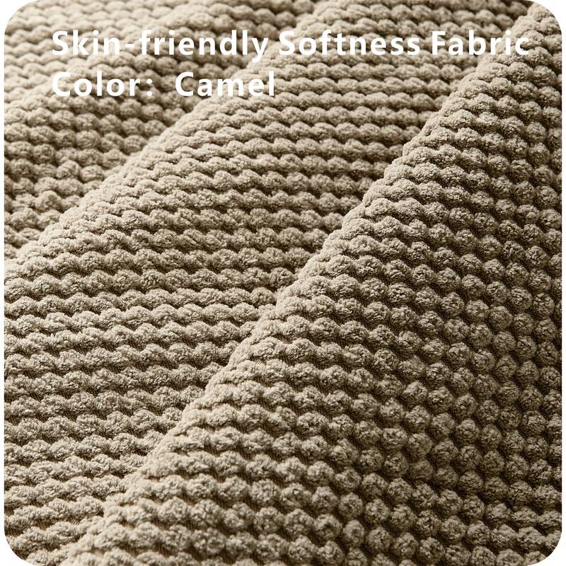 Round Storage Ottoman with Lift-Off Tray and Upholstered Fabric