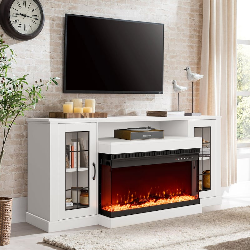 EROMMY Electric Fireplace TV Stand, Living Room Media Storage Cabinet and Entertainment Console