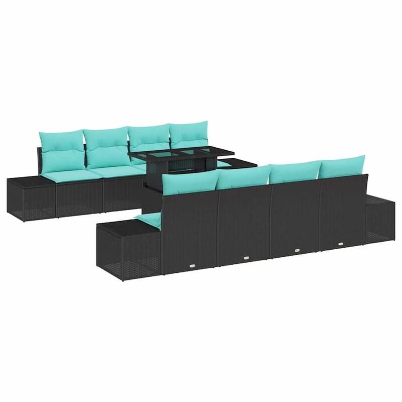 vidaXL 9 Piece Garden Sofa Set with Cushions - 115.8×24.4×27.2