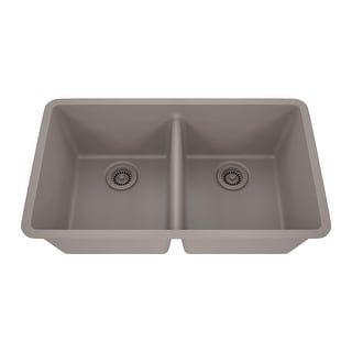 Lexicon Double Bowl 50/50 Undermount Granite Kitchen sink Galaxy Concrete - 19" W x 32" L x 9.75" H