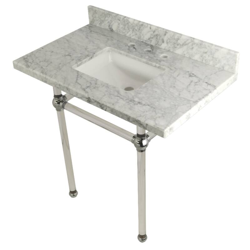 Kingston Brass Templeton 36" Rectangular Marble Wall Mounted Bathroom - Carrara Marble / Polished Chrome