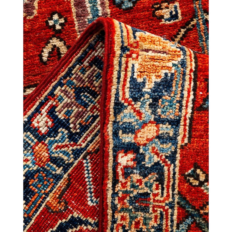 Overton Hand Knotted Wool Vintage Inspired Traditional Serapi Orange Runner Rug - 2' 7" x 9' 4"