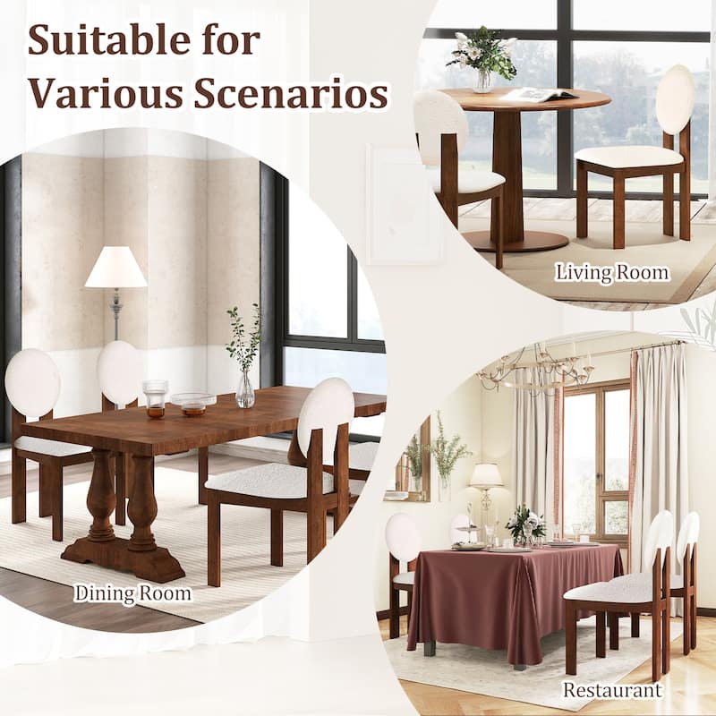 Gymax 2PCS Dining Chairs Upholstered Sherpa Fabric Kitchen Chairs w/