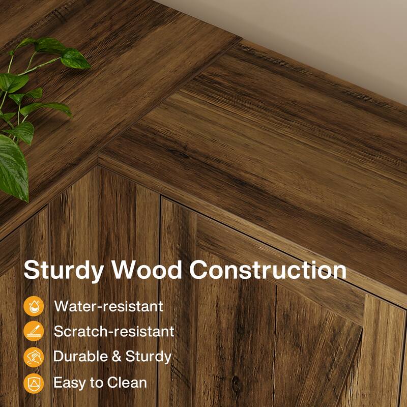 67-in Corner Cabinet, Farmhouse Accent Cabinet with Barn Doors