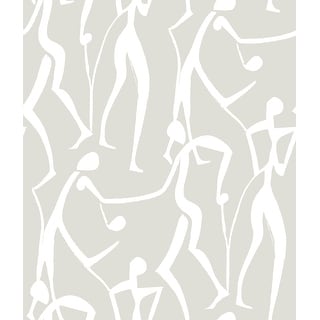York Wallcoverings Joyful Dancers Lichen Grey Wallpaper
